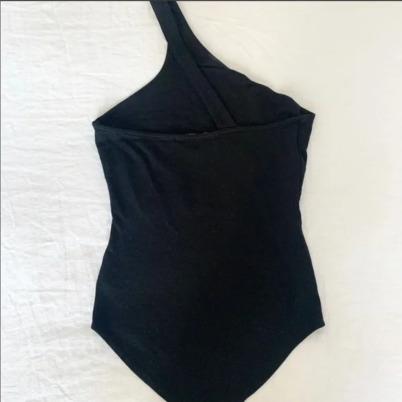 NASTY GAL One Shoulder Black Asymmetrical Body Suit - Picture 3 of 4